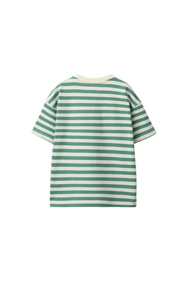 T-SHIRT RAYURES HEAVY WEIGHT INSCRIPTION - rayures de Zara - Image 1