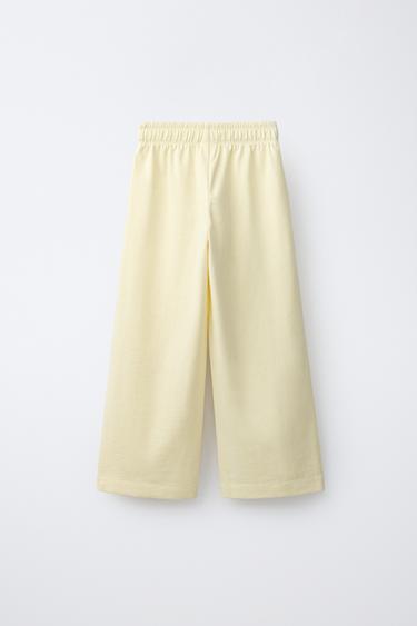 WIDE-LEG HEAVY JERSEY TROUSERS - Yellow by Zara - Image 1