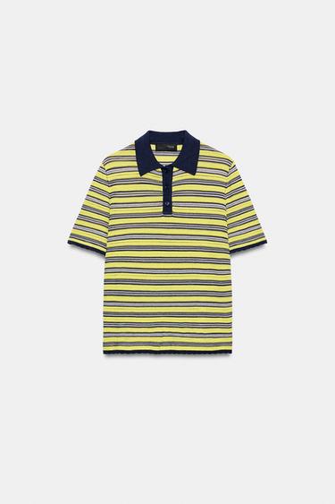 Zara STRIPED KNIT POLO - Multicolored