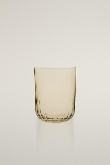GLASS WITH EMBOSSED LINES - Green by Zara - Image 0