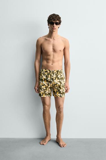 BANYADOR MIG ESTAMPAT FLORS - Caqui de Zara - Imatge 0