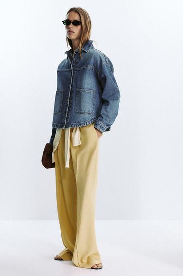 WIDE-LEG SEAM TROUSERS - Yellow by Zara - Image 5