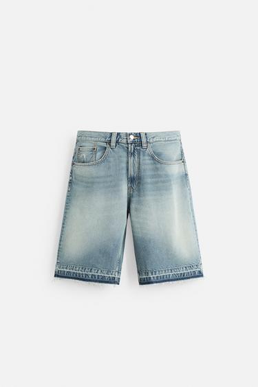 BAGGY-FIT BERMUDA JORTS - Mid-blue by Zara