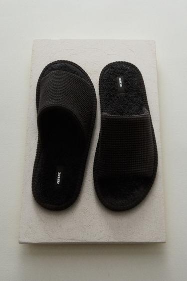 CHAUSSONS OUVERTS TISSU ÉPONGE SALLE DE BAIN - Noir de Zara - Image 5