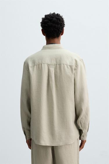 100% LINEN SHIRT - Light beige by Zara - Image 2