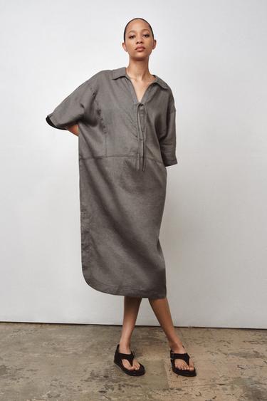 KAFTAN 100 % LIN ZW COLLECTION - Gris de Zara - Image 4