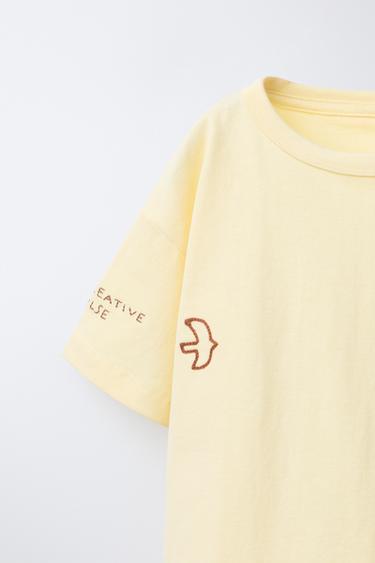 EMBROIDERED T-SHIRT - Yellow by Zara - Image 2