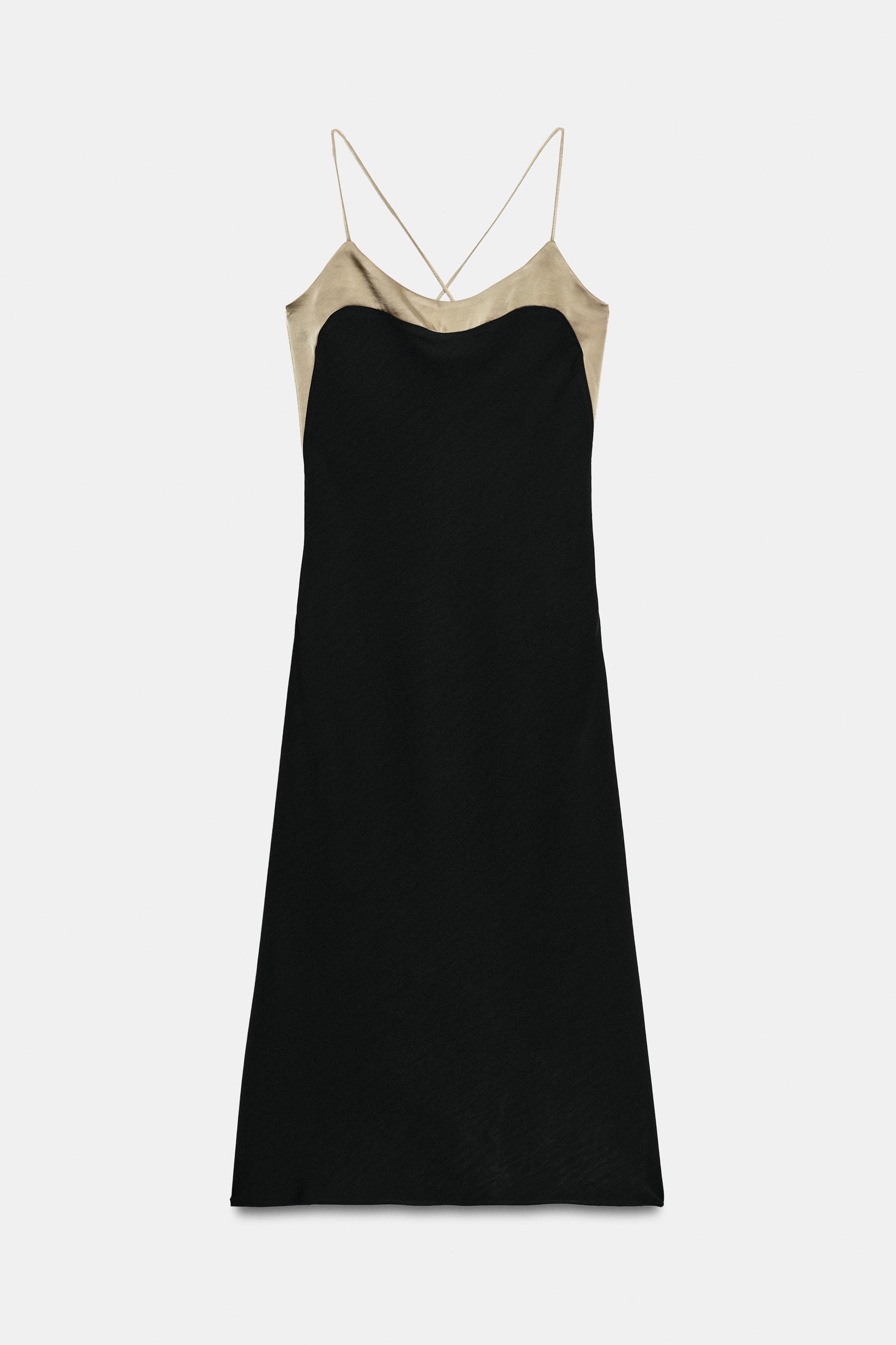 zara black layered dress COMBINED LINGERIE-STYLE - black and silver lace dress