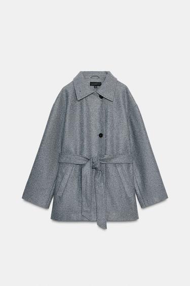 Zara SOFT DOUBLE-POSITION COLLAR COAT - Gray