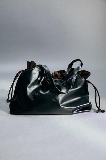 LIMITED EDITION LEATHER MAXI SHOPPER BAG - Chocolate by Zara
