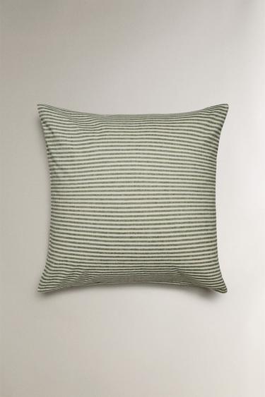 STRIPED FLANNEL PILLOWCASE - Ecru by Zara - Image 1
