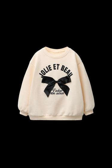 Zara BOW SWEATSHIRT - Ecru - Image 0