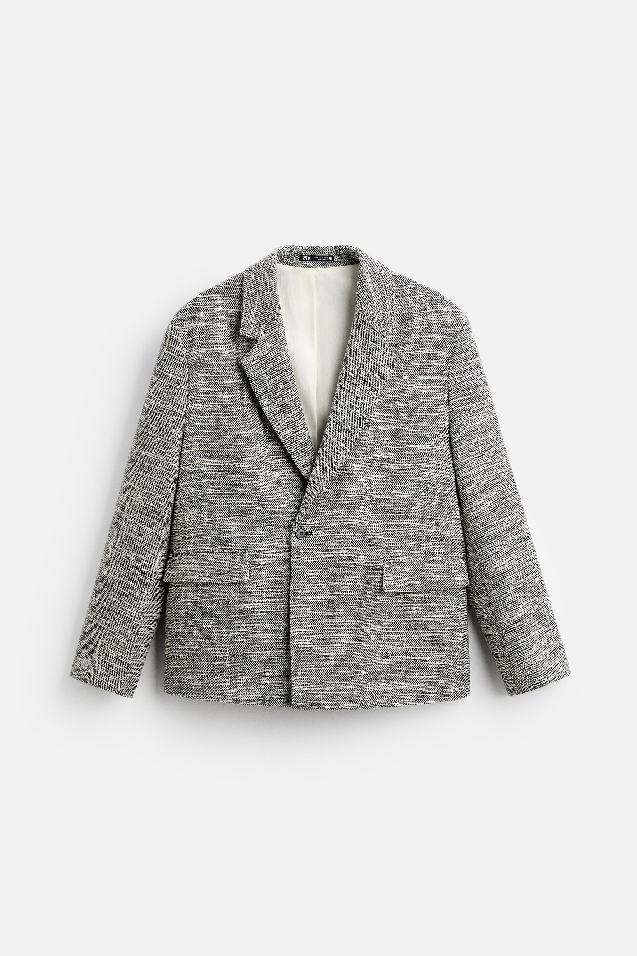 Checked tweed blazer zara best sale