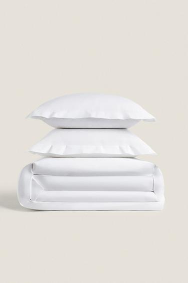 PERCALE DUVET COVER (200 THREAD COUNT) - White by Zara - Image 5