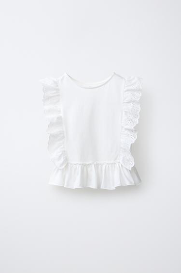 SWISS EMBROIDERY T-SHIRT - White by Zara - Image 0