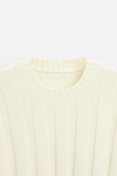 RIBBED TEXTURED SWEATER - Ecru by Zara - Image 8