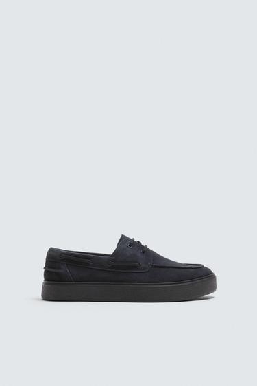 ZAPATO NÁUTICO PIEL CASUAL - Azul de Zara