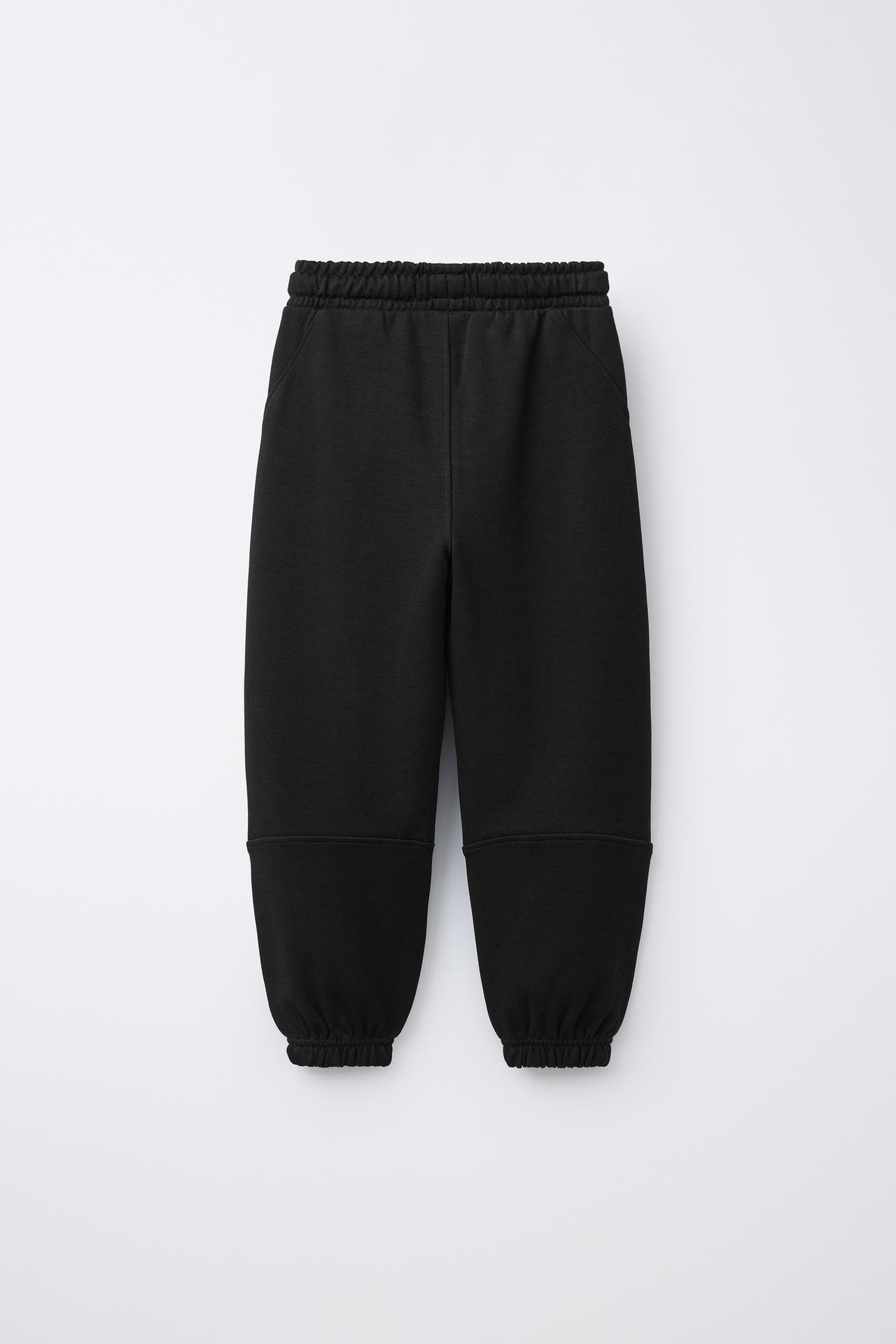 balloon TROUSERS WITH CONTRAST PIQUÉ — Black