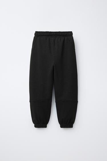 balloon TROUSERS WITH CONTRAST PIQUÉ — Black 1