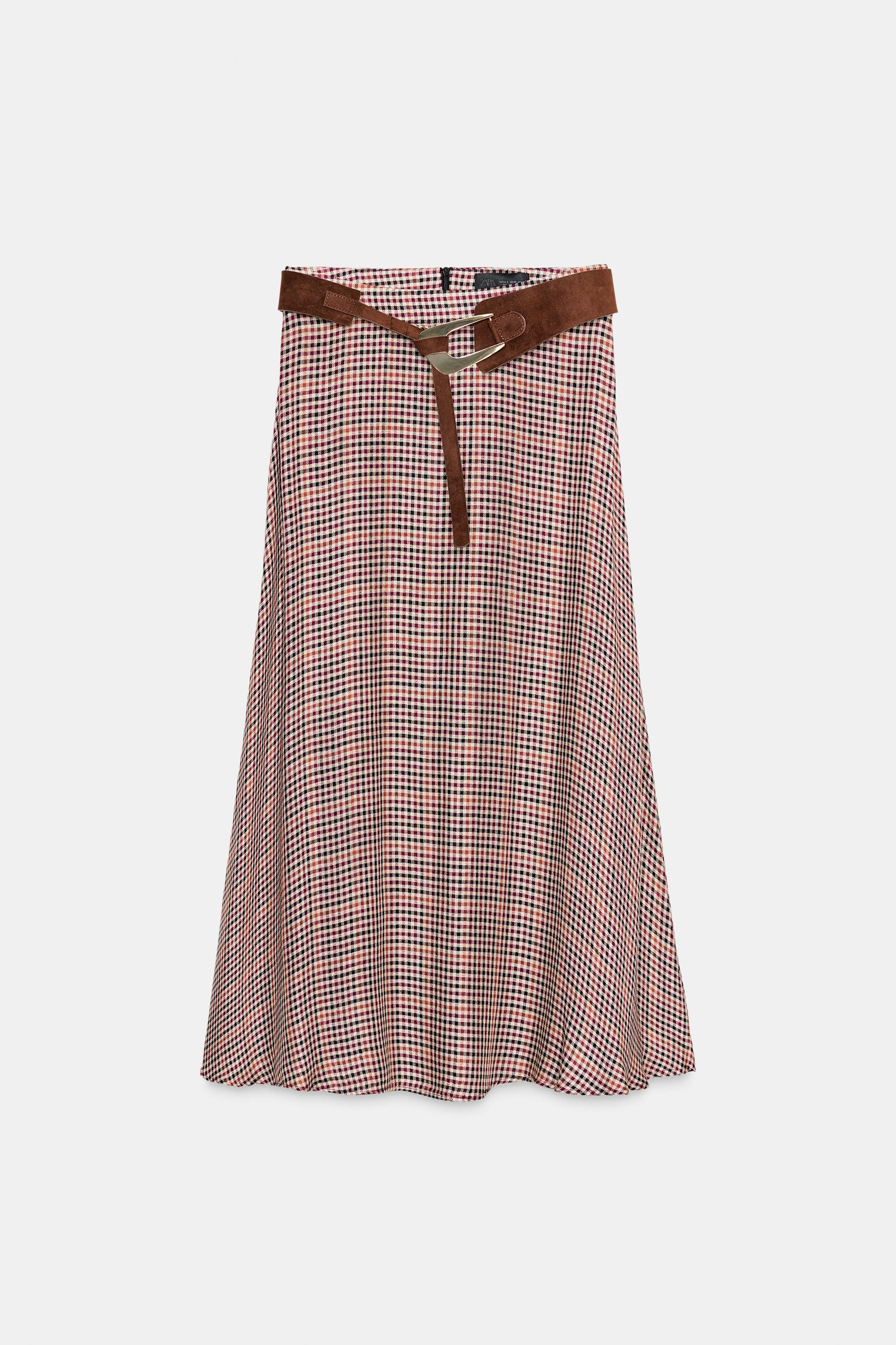 PLAID SKIRT WITH BELT
