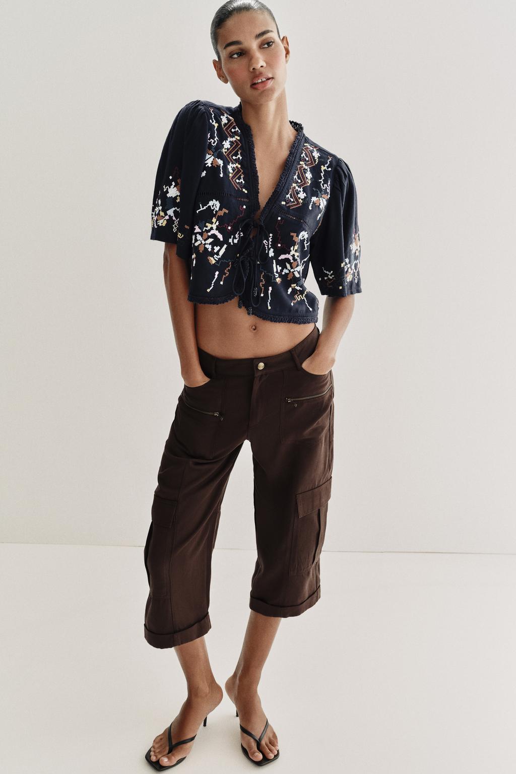 EMBROIDERED FLORAL CROPPED TOP - image 2