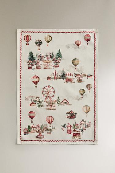 LOT TORCHONS COTON BALLONS NOËL (LOT DE 2) - Rouge de Zara - Image 1