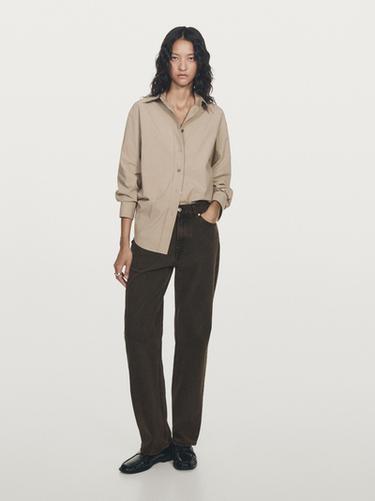 Jeans straight fit tiro alto - Gris / Natural de Zara