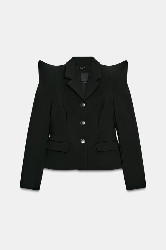 VESTE AJUSTÉE ÉPAULETTE HAUTE CATS - Noir de Zara - Image 1