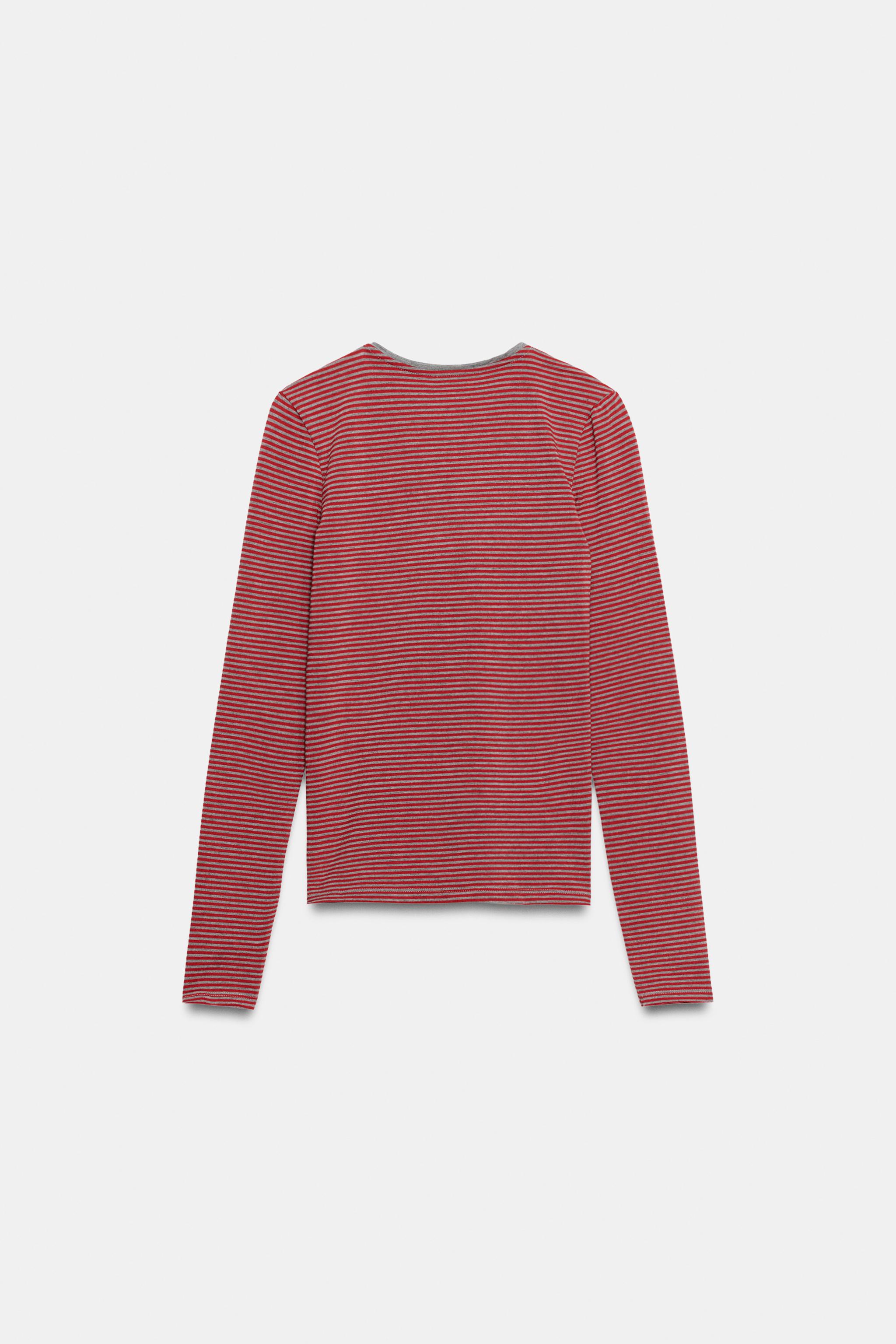 STRIPED HENLEY T-SHIRT — striped