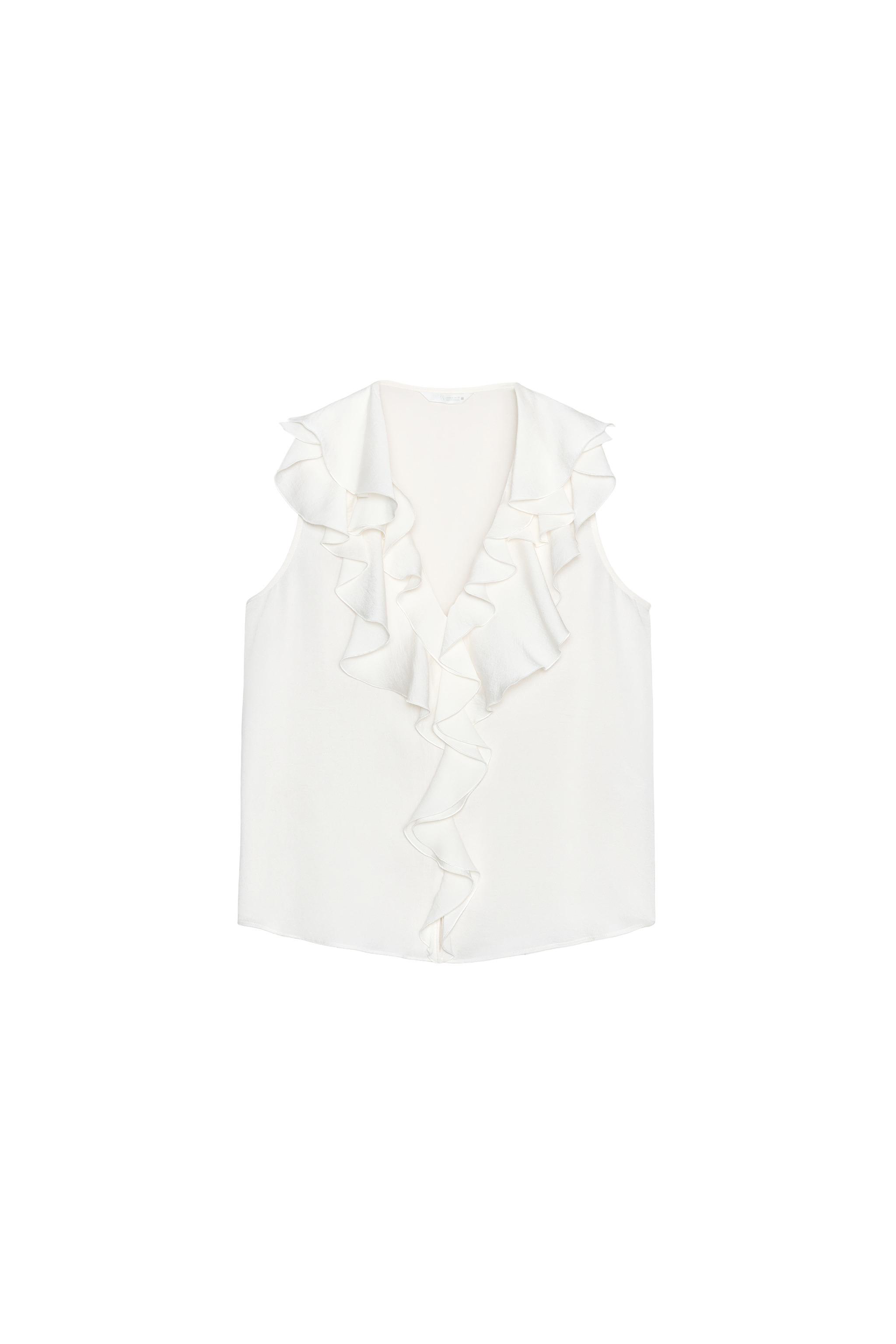SATIN SHIRT WITH RUFFLES - Ecru | ZARA South Africa