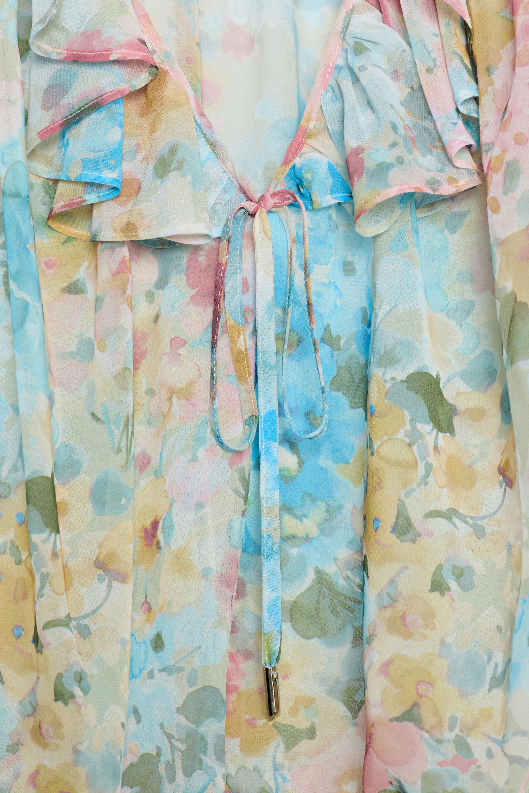 RUFFLED FLORAL PRINT BLOUSE