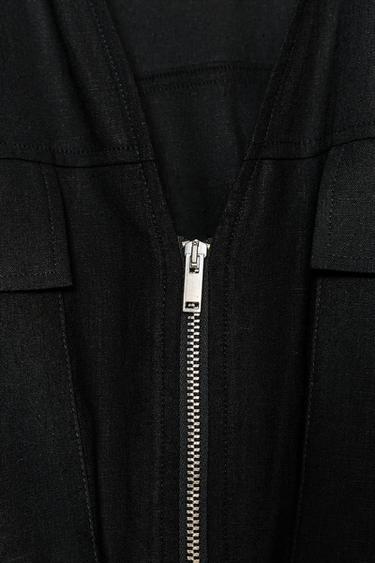 SAFARI TOP WITH BELT IN A LINEN BLEND - Black by Zara