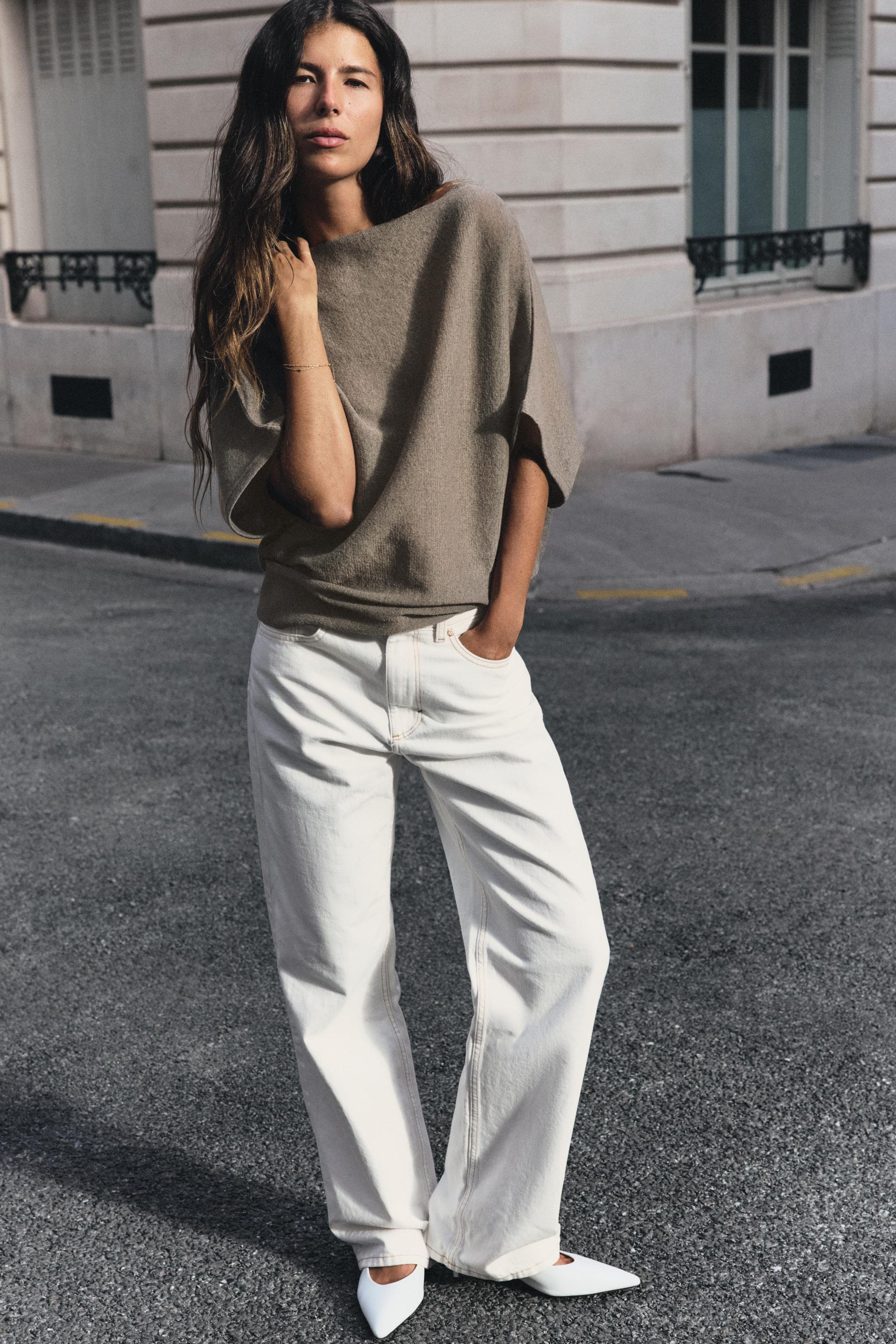 Zara SIRTI DRAPELİ TRİKO TOP