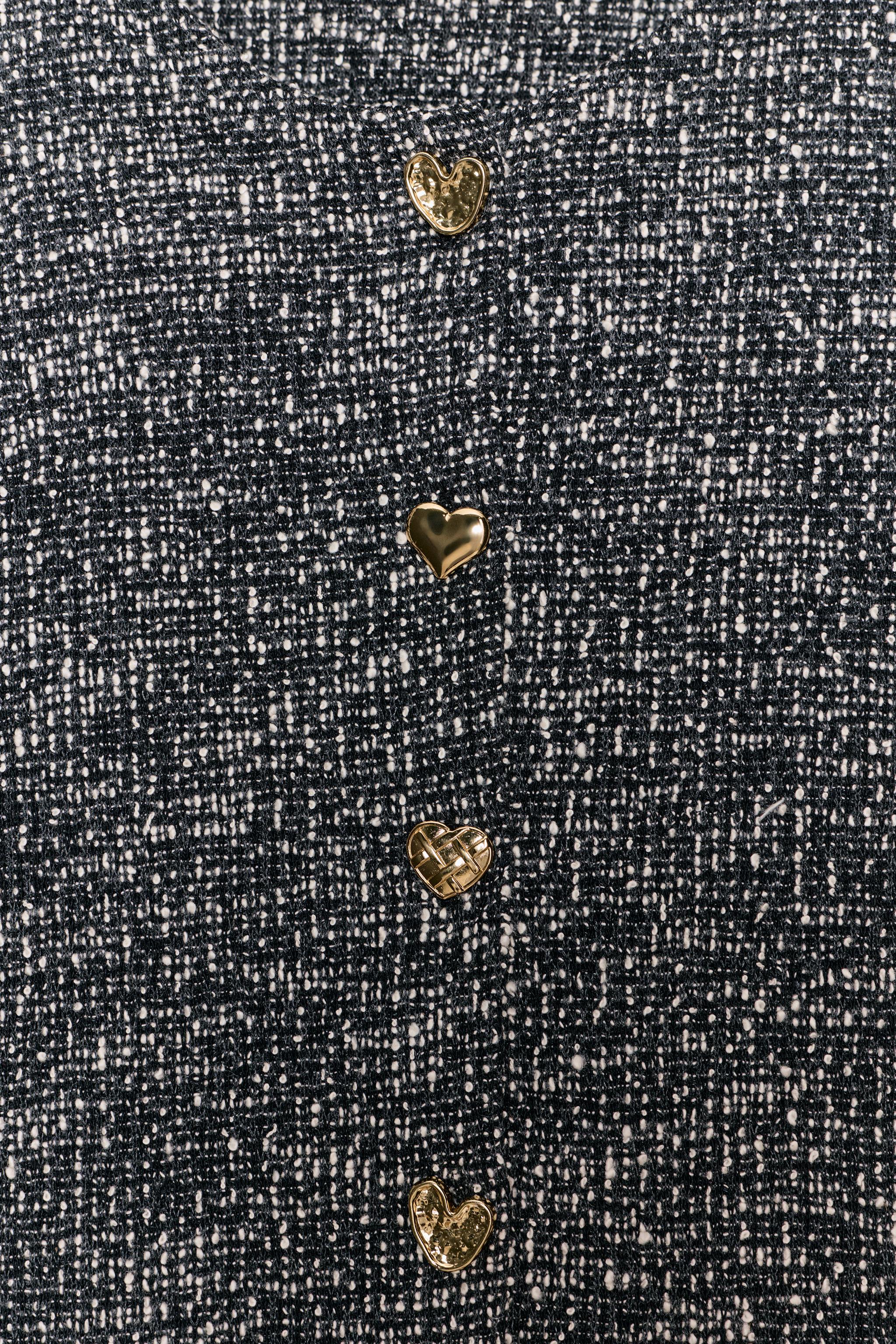 テクスチャー ボタン ベスト トップ - ブラック/ホワイト | ZARA Japan