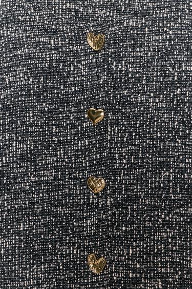 TEXTURED BUTTONED WAISTCOAT TOP - Black / White by Zara - Image 8