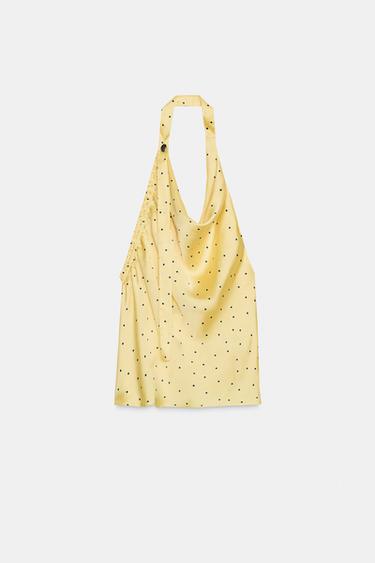 POLKA DOT HALTER TOP - Yellow by Zara