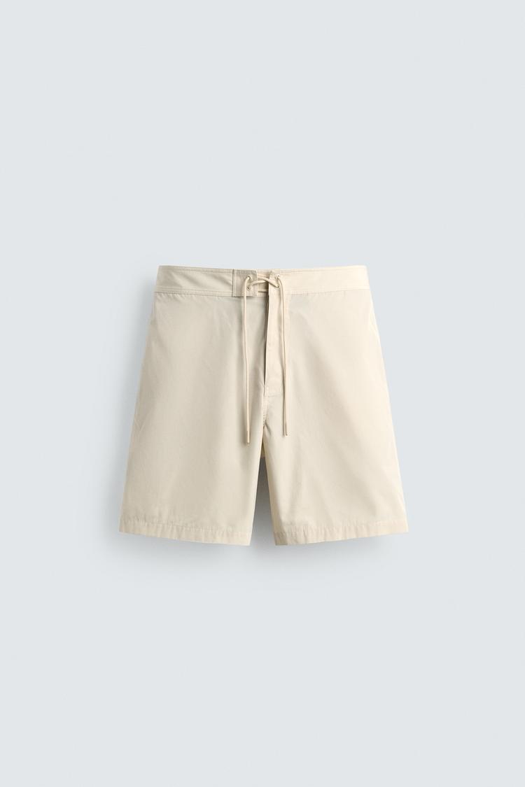 ZARA LONG SWIMMING TRUNKS WITH DRAWSTRING