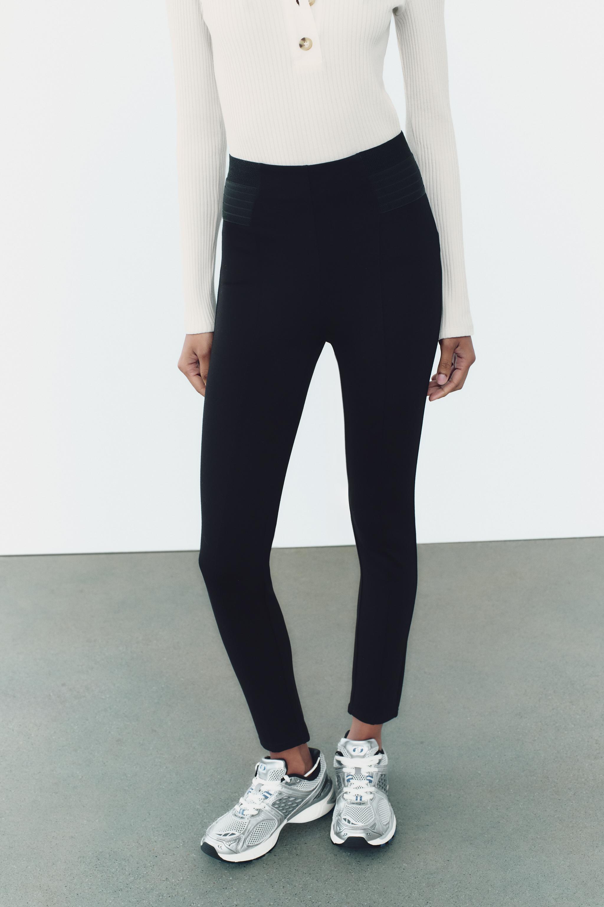 ZARA black leggings incredible with pearl