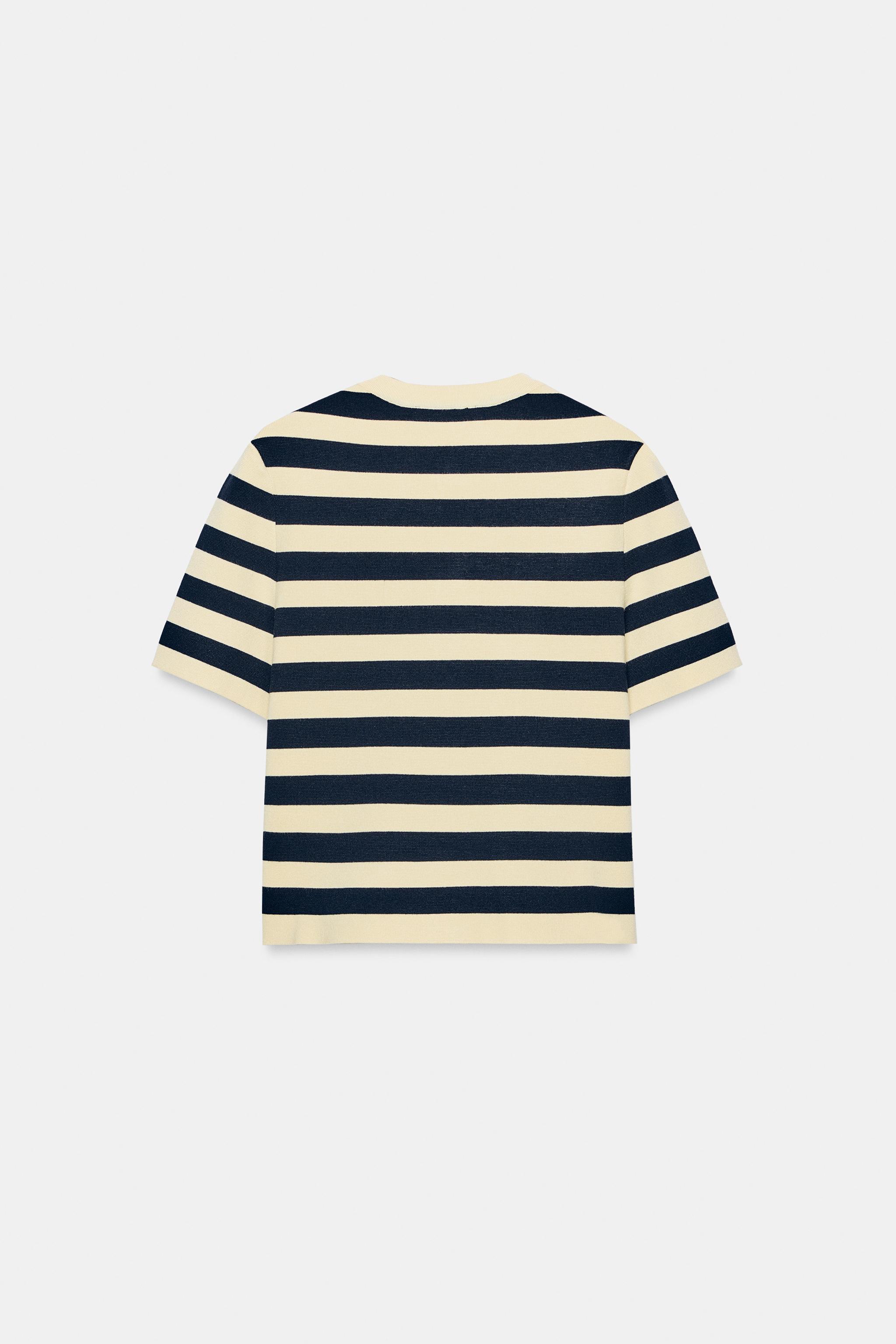SHORT SLEEVE STRIPED CARDIGAN