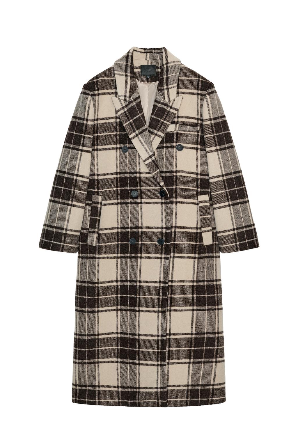 EXTRA LONG PLAID WOOL COAT - image 3