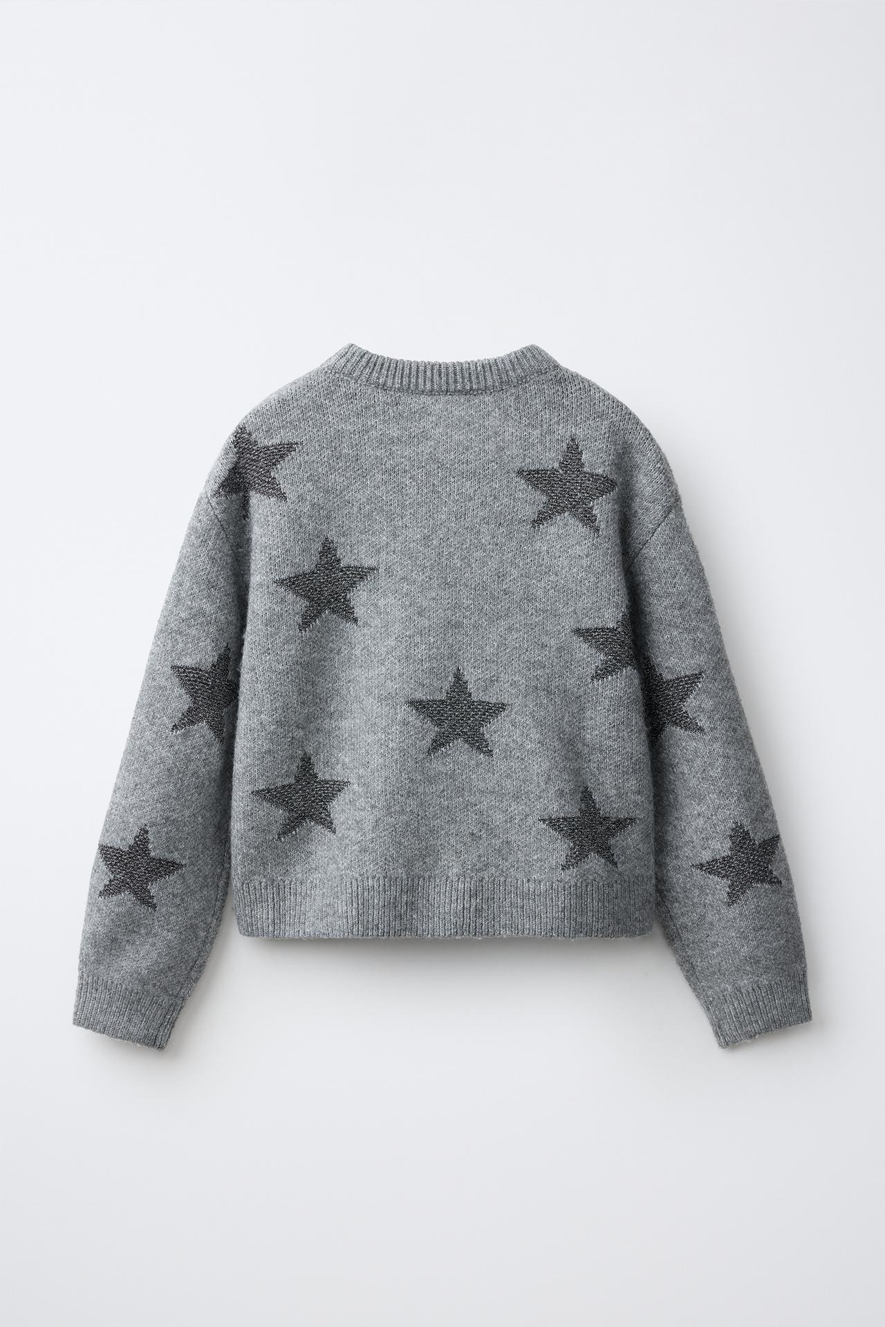 STAR KNIT SWEATER — Mid-gray