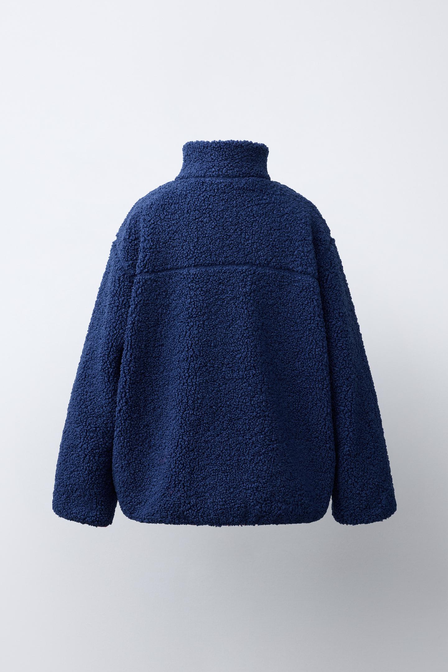 Детская куртка Zara Colorblock Faux Shearling, цвет: Тёмно-синий — фото 5