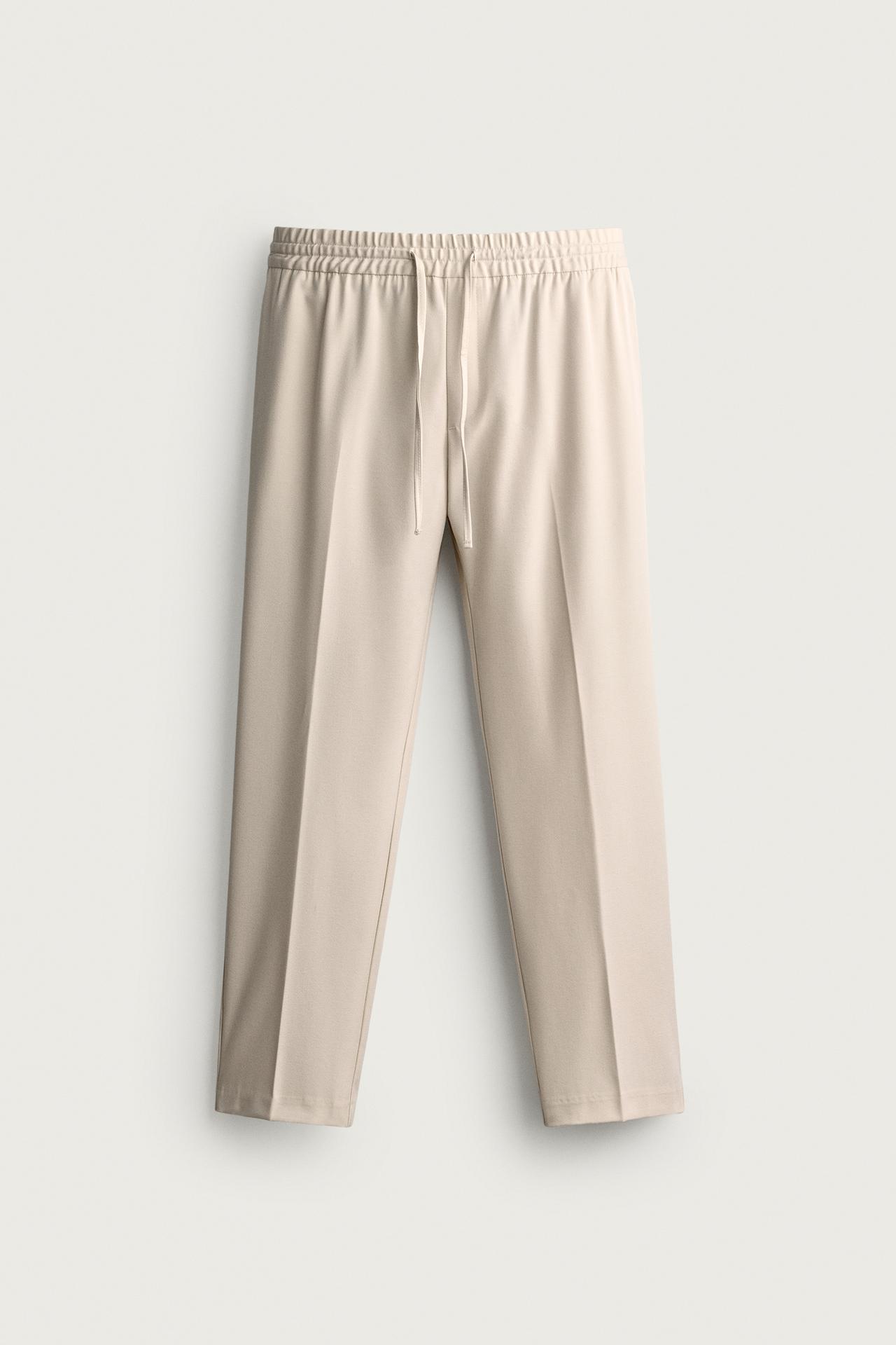 COMFORT JOGGER WAIST PANTS — Mid-ecru