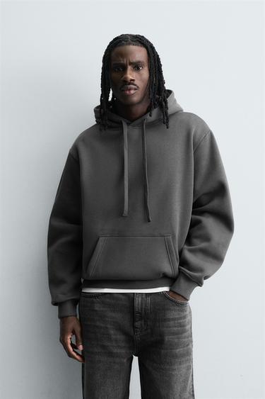 БАЗОВЕ ВАЖКЕ ХУДІ З КАПЮШОНОМ - Темно-антрацитовий Zara