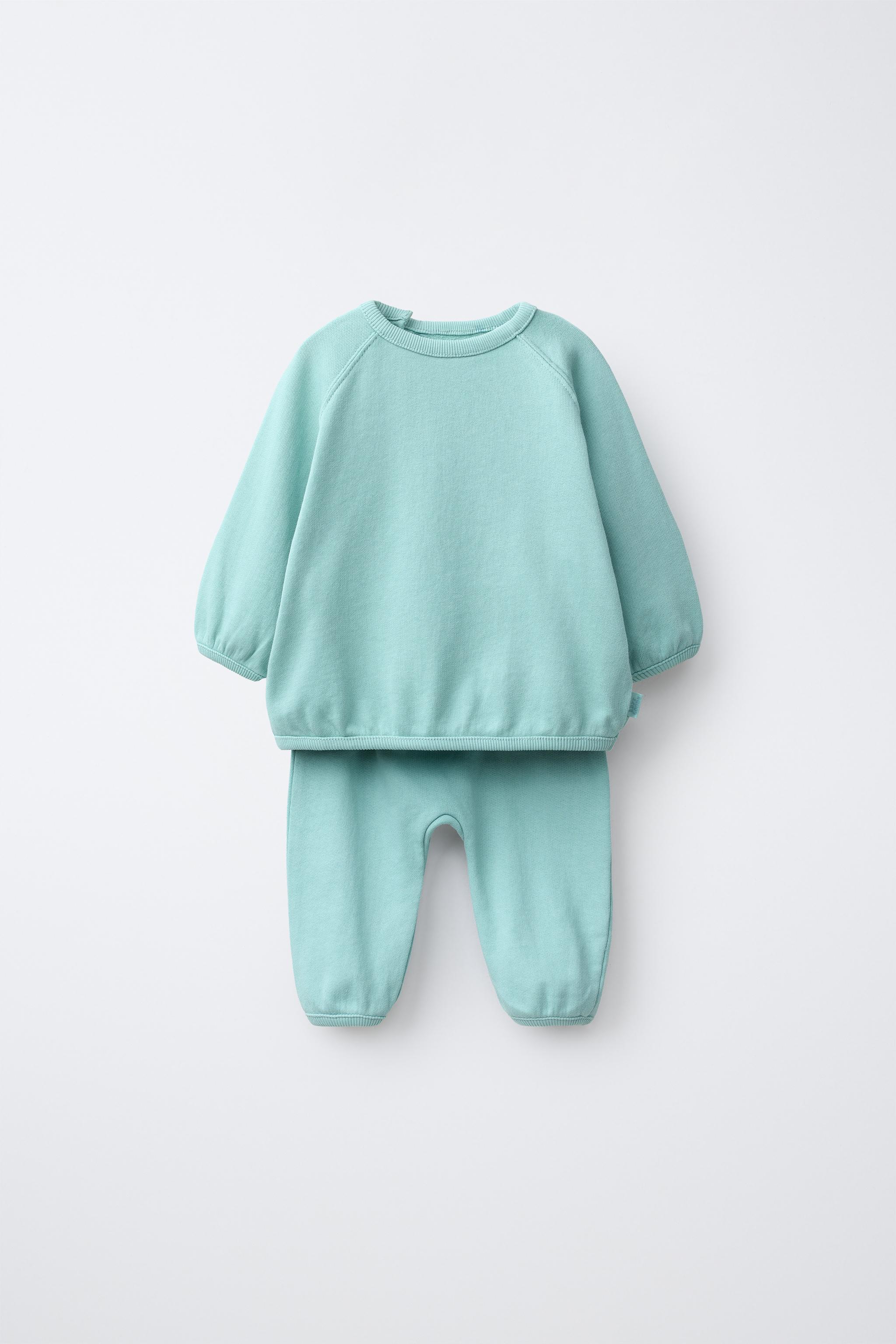 SOLID BALLOON PANTS AND SWEATSHIRT SET — Washed petrol
