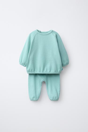 Conjunto de sudadera lisa y pantalones globo