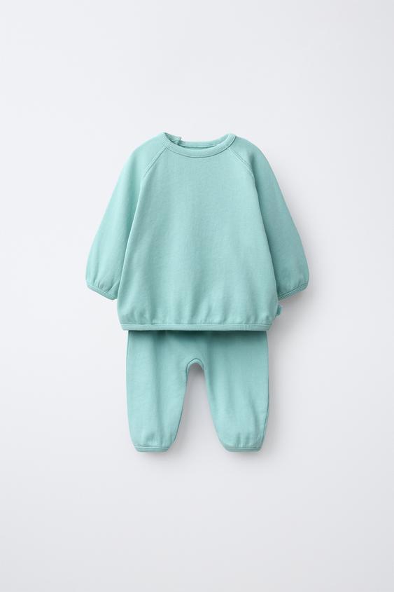 PLAIN SWEATSHIRT AND BALLOON TROUSERS SET - washed petrol de Zara - Imagen 0