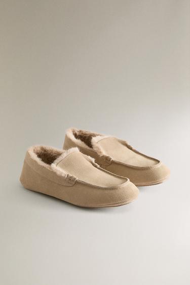 MOCASSIN CUIR CHAUD - Marron sable de Zara - Image 1