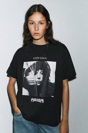 LADY GAGA FADED-EFFECT T-SHIRT - Black by Zara - Image 2