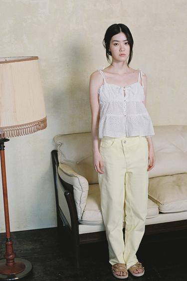 Zara 鏤空刺繡上衣 - 白色